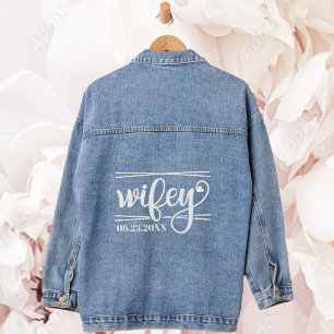 Trendige Ehefrau Hochzeitsgeschenk für Neuvermählt Jeansjacke