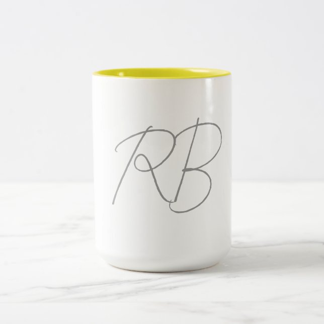 Trendige, einzigartige, kreative Monogramm-Anfangs Zweifarbige Tasse (Mittel)
