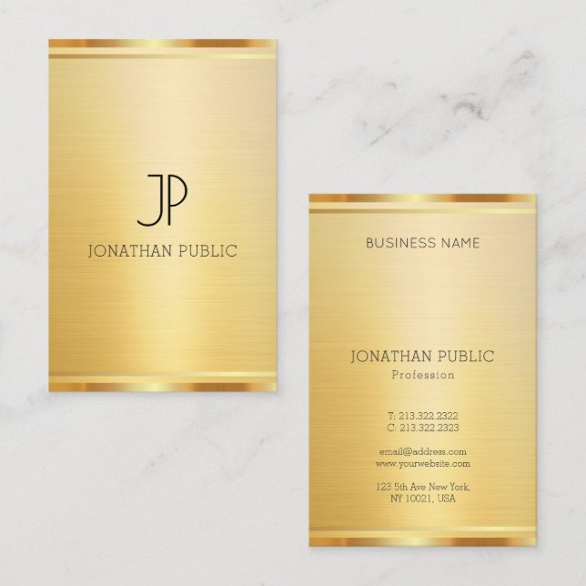 Trendige elegante Imitate Gold Template Moderne Ve Visitenkarte (Vorne/Hinten)