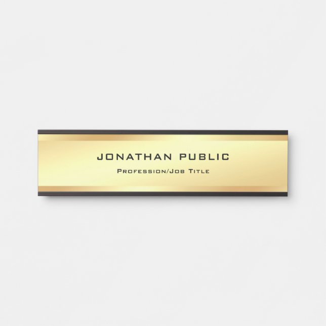 Trendige Elegante Moderne Gold Look Glamour Templa Türschild (Vorderseite )