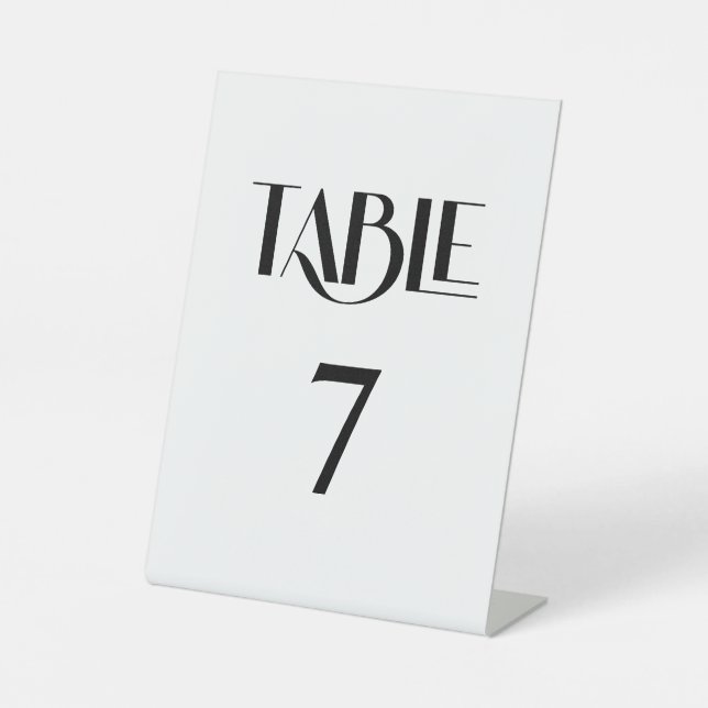 Trendige Elegante Moderne Typografie Tischnummer Sockelschild (Vorderseite)
