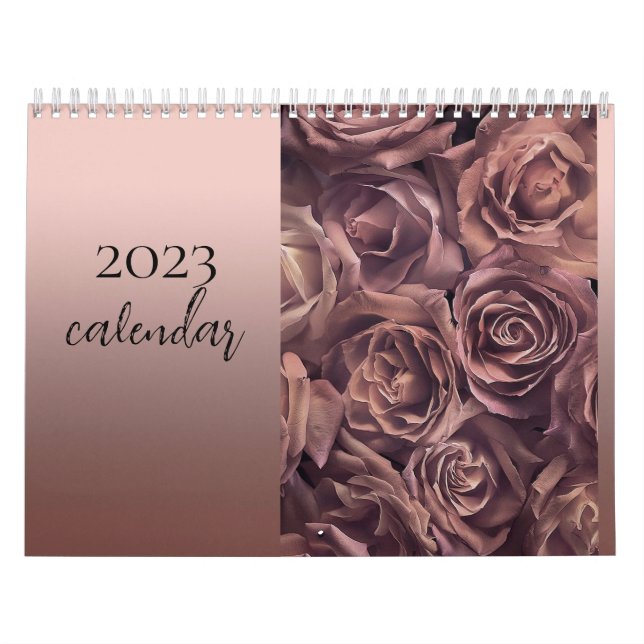 trendige elegante Rose Gold mit Blume 2023 Kalender (Titelbild)