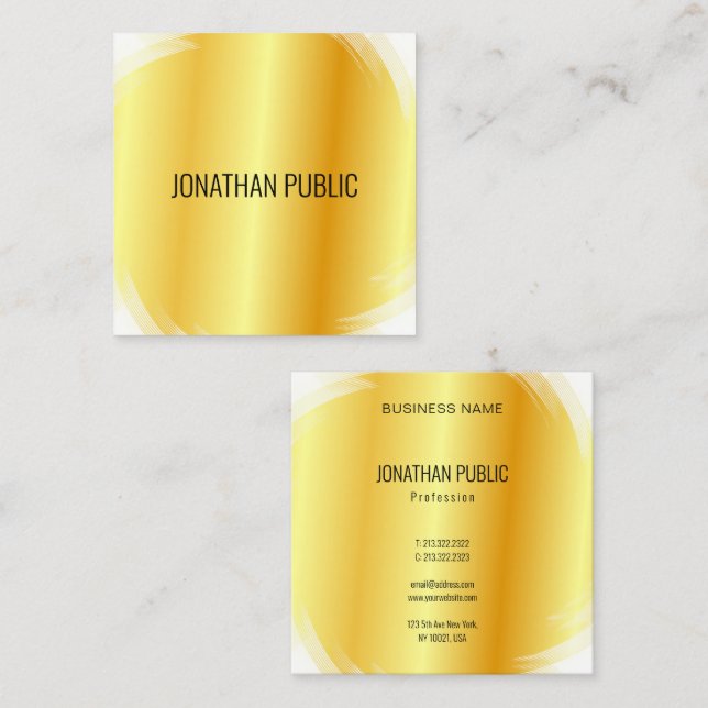 Trendige Elegante Template Imitate Gold Moderne Quadratische Visitenkarte (Vorne/Hinten)