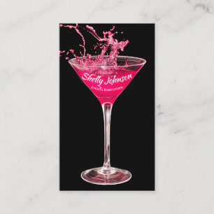 Trendige Events Barkeeper Neon Hot Pink Splash Visitenkarte