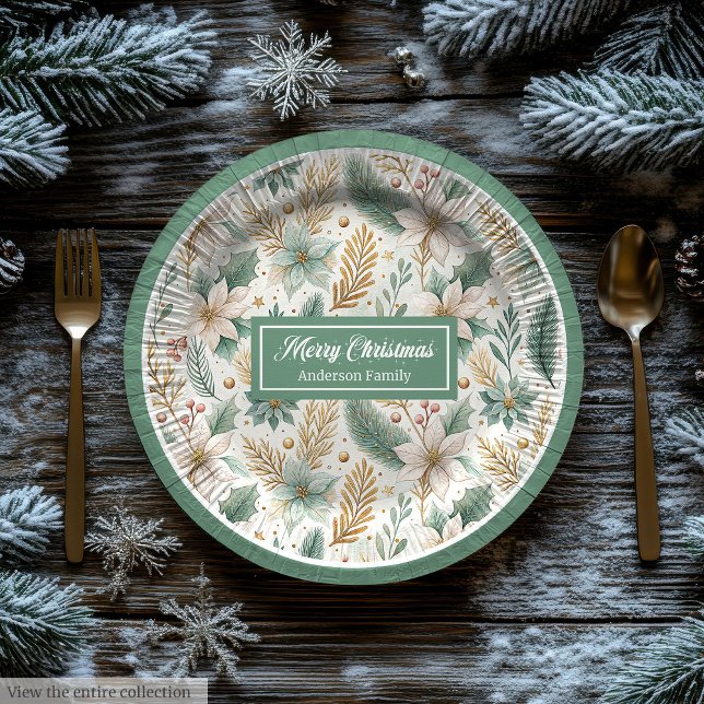 Trendige Farben Pappteller Sage Green Weihnachten (Trendy Colors Paper Plates Sage Green Christmas Art)