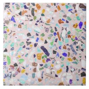 Trendige farbenfrohe glänzende Steine Terrazzo Ros Fliese