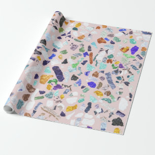 Trendige farbenfrohe glänzende Steine Terrazzo Ros Geschenkpapier