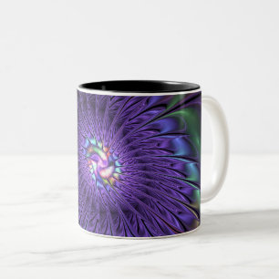 Trendige farbenfrohe moderne abstrakte Fraktal-Blu Zweifarbige Tasse