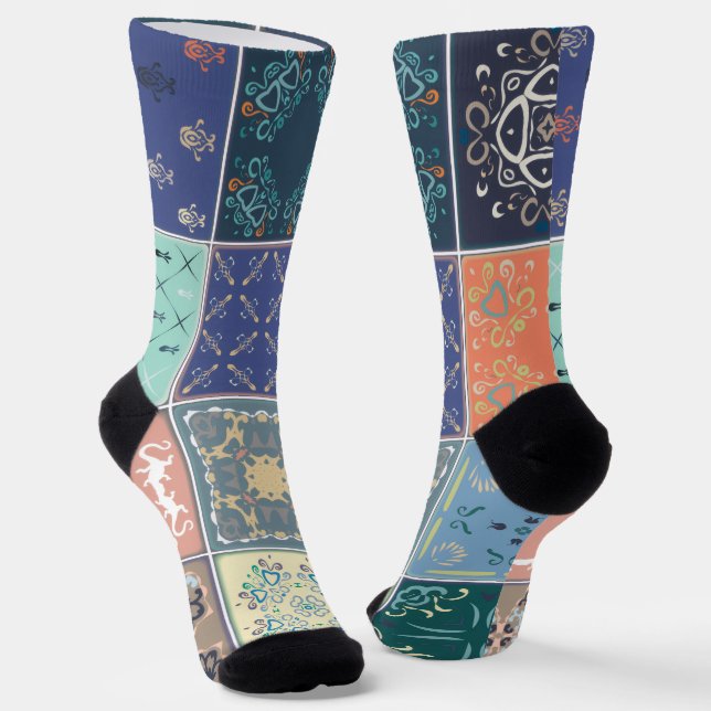 Trendige farbenfrohe Muster  Socken (Gewinkelt)