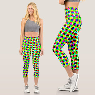 Trendige farbenfrohe Neon-Kreisen-Punkt-Pixel-Must Capri Leggings