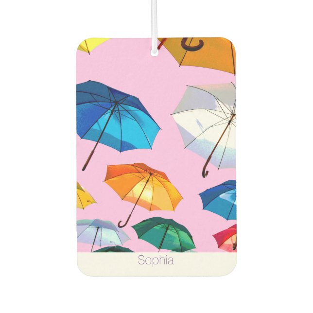 Trendige farbenfrohe Schwimmschirme, personalisier Autolufterfrischer (Vorderseite)