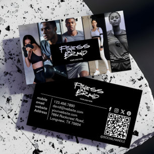Trendige Fitness-Fotocollage für Personal Trainer Visitenkarte