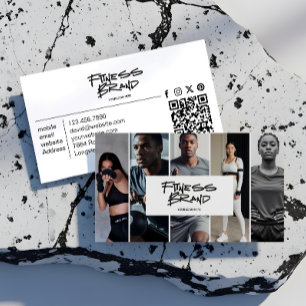 Trendige Fitness-Fotocollage für Personal Trainer Visitenkarte