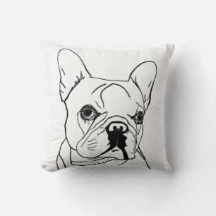 Trendige Französische Bulldogge Schwarz-Weiß-Linie Kissen
