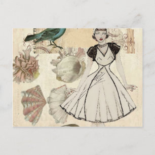 Trendige französische Muscheln-Paris-Fashionista Postkarte
