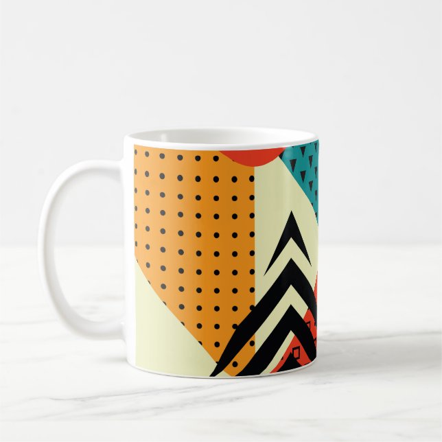 Trendige geometrische Elemente, Retrostil. Kaffeetasse (Links)