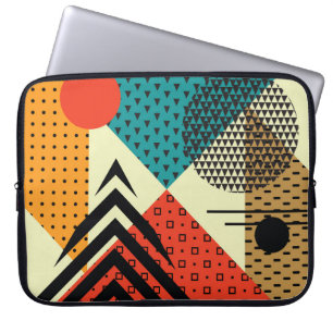 Trendige geometrische Elemente, Retrostil. Laptopschutzhülle