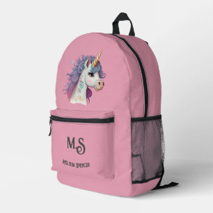 Trendige Girls' elegantes Rosa Zauberhafter Einhor Bedruckter Rucksack