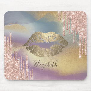 Trendige goldene Glitter-Lippen, Bunt, Glitter-Tro Mousepad