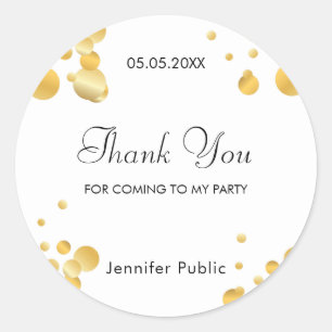 Trendige Goldkonfetti-Vorlage Thank You Script Runder Aufkleber