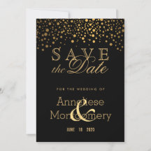 Trendige Goldpunkte auf schwarz - Save the Date