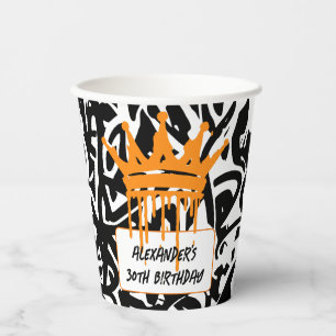 Trendige Graffiti-Urbane Krone Orange Schwarz Pappbecher