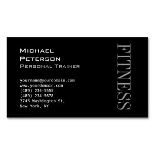 Trendige graue schwarze Fitness-Sport-Visitenkarte Magnetische Visitenkarte