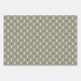 Trendige graue und gelbe geometrische Muster Geschenkpapier Set