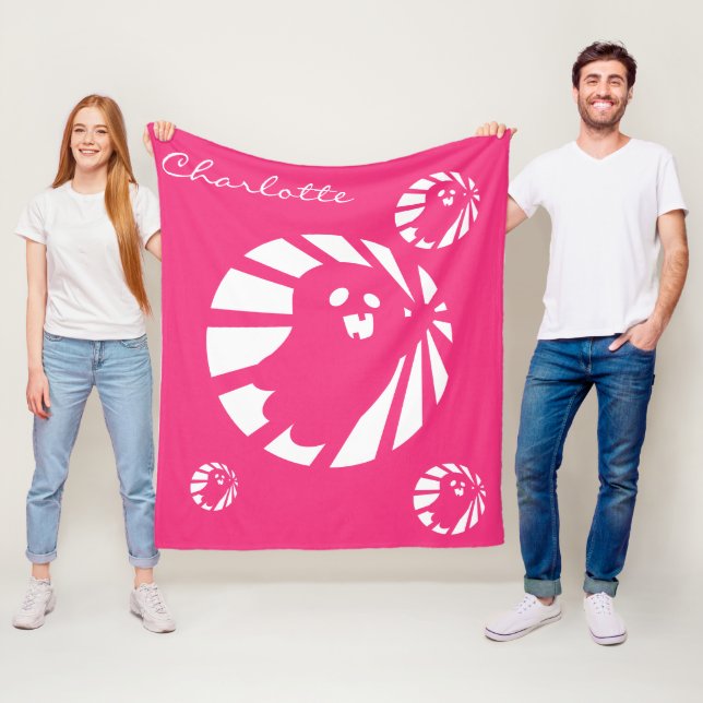 Trendige Halloween Niedliches Rosa und Weiß Geist Fleecedecke (Beispiel)