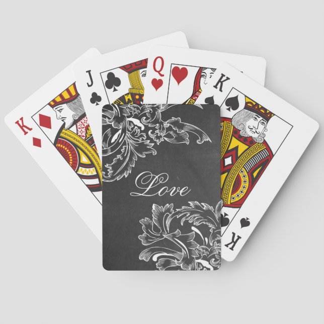 trendige handgezeichnete schwarze Pappkreideeffekt Spielkarten (Rückseite)