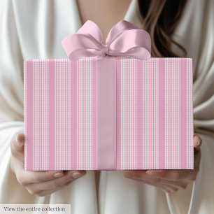 Trendige hellrosa karierte Geburtstagsgeschenkverp Geschenkpapier