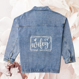 Trendige Herz-Kalligrafie-Wifey-Braut-Hochzeit  Jeansjacke