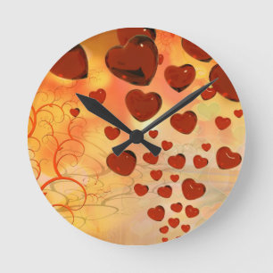 Trendige Herz-Liebes-Accessoires. Valentinstag Runde Wanduhr