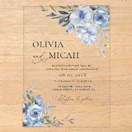 trendige Hochzeit mit blühenden Blumen Acryleinladungen