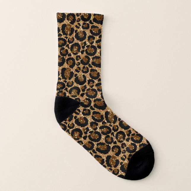 Trendige Imitat Glitzer Leopard Druckmuster Socken (Rechts - Außen)