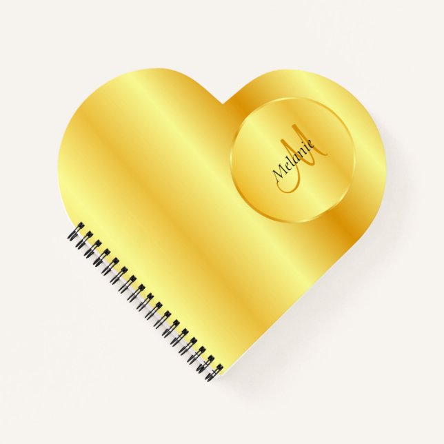 Trendige Imitate Gold Elegante Mit Monogramm Vorla Notizbuch (Vorderseite)