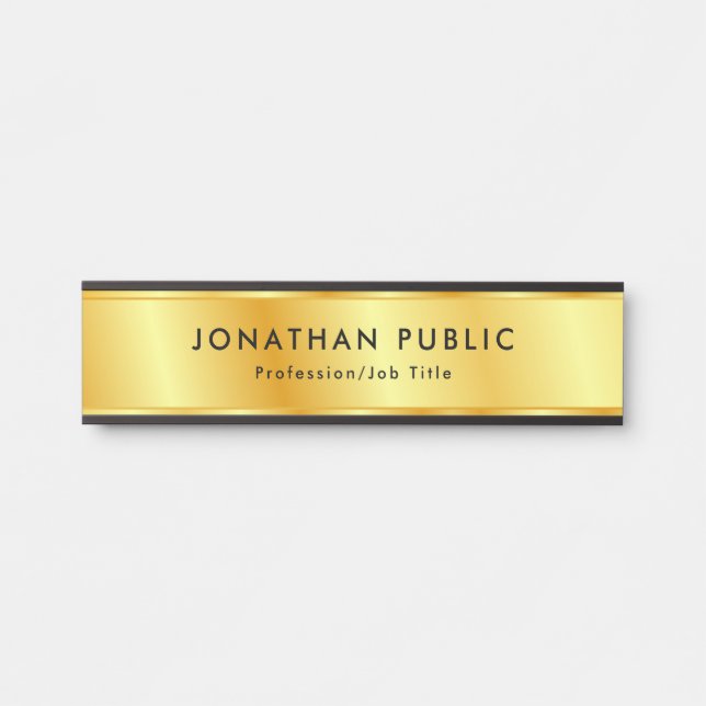Trendige Imitate Gold Elegante Moderne Vorlage Türschild (Vorderseite )