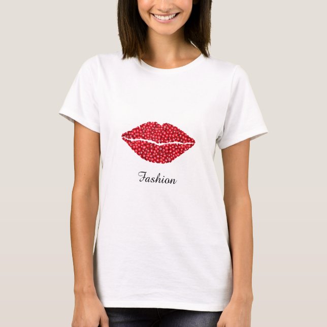 Trendige Johannisbeere mit Fruchtlippen und Kallig T-Shirt (Vorderseite)