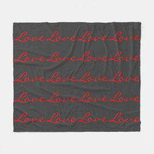Trendige Kalligrafie Grau Rot Liebe Hochzeit Fleecedecke