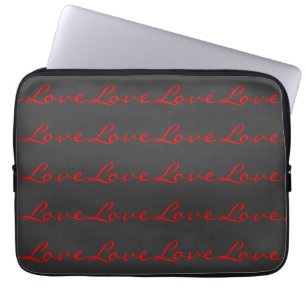 Trendige Kalligrafie Grau Rot Liebe Hochzeit Laptopschutzhülle