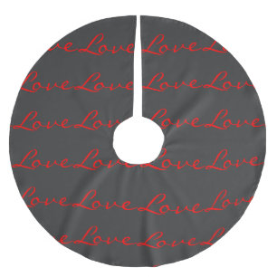 Trendige Kalligrafie Grau Rot Liebe Hochzeit Polyester Weihnachtsbaumdecke