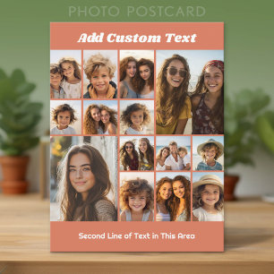 Trendige Korallen-Foto-Collage - Bis zu 14 Fotos Postkarte