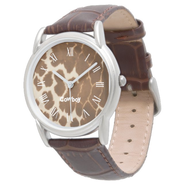 Trendige Kuh Imitate Leather Elegante Collection Armbanduhr (Schrägansicht)