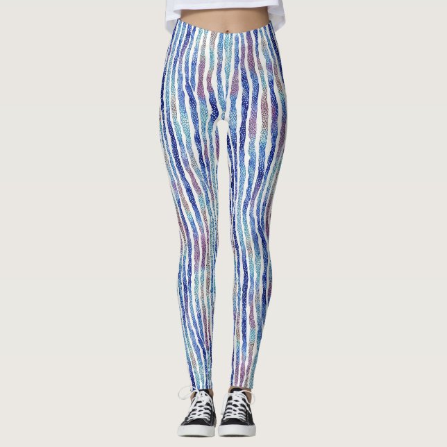 Trendige Künstlerische Streifen Wasserfarben Muste Leggings (Vorderseite)