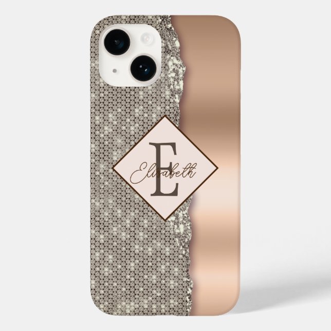Trendige Kupferdiamanten Case-Mate iPhone 14 Hülle (Rückseite)
