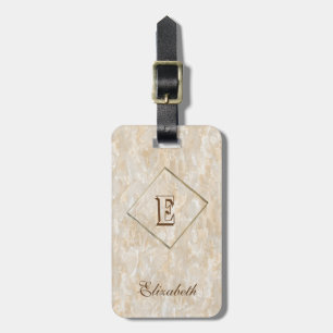 Trendige Marmortextur, monogram-Personalisiert Gepäckanhänger