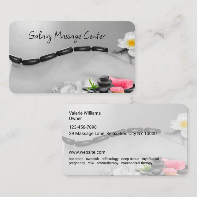 Trendige Massage Runde Ecke Business Cards Visitenkarte (Vorne/Hinten)