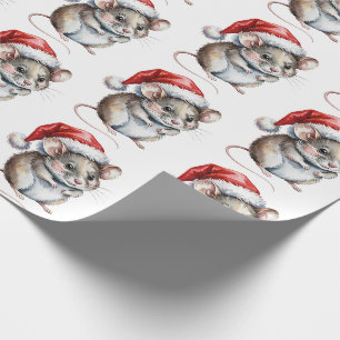 Trendige Maus mit Santa-Hut Weihnachten Geschenkpapier