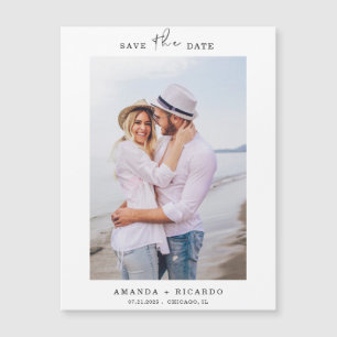 Trendige minimalistische Foto-Hochzeitsankündigung Magnetkarte