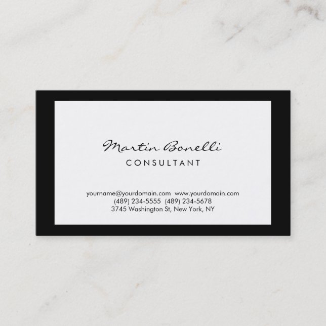 Trendige Minimalistische Frame Script Business Car Visitenkarte (Vorderseite)